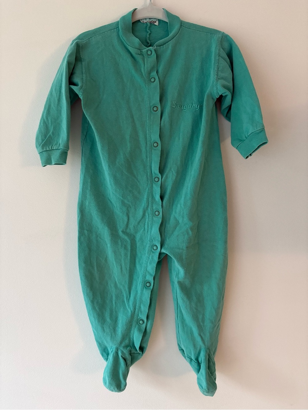 Snugabye Vintage Green Baby One-Piece Footed Sleeper